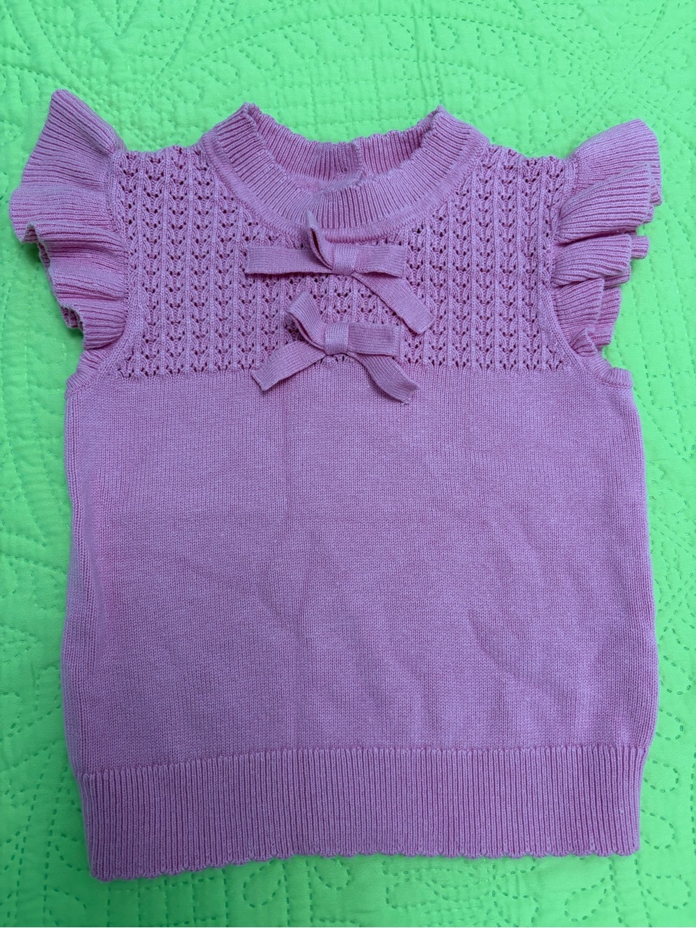 Janie and Jack Lavender Knit Bow Flutter Sleeve Tank